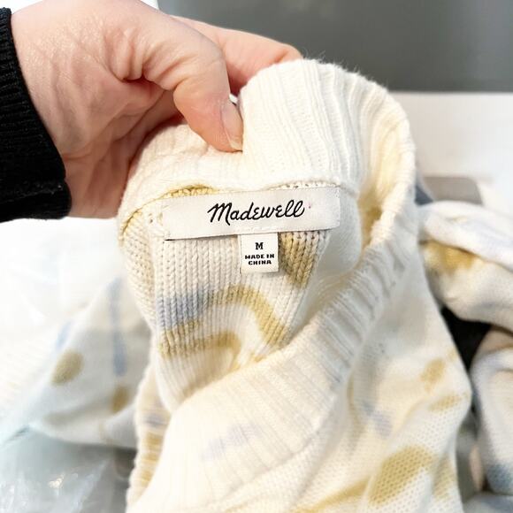 Madewell The Tie Dye Broadway Cardigan Sweater White Cream Medium - Picture 3 of 6